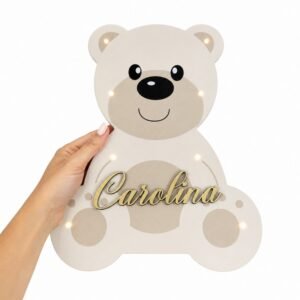 Painel Parede Urso - Nome em 3D / Luz led